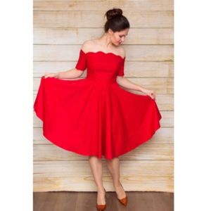 Boutique Off-Shoulder Red Dress